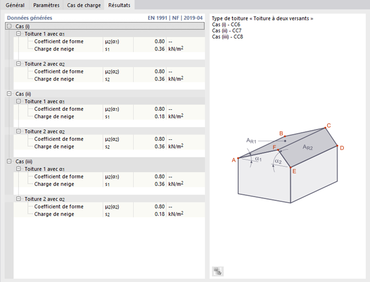 Charges de neige générées