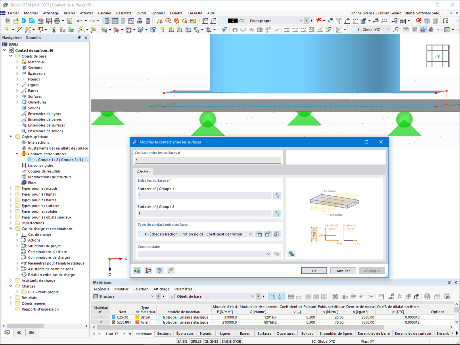 Contact entre les surfaces