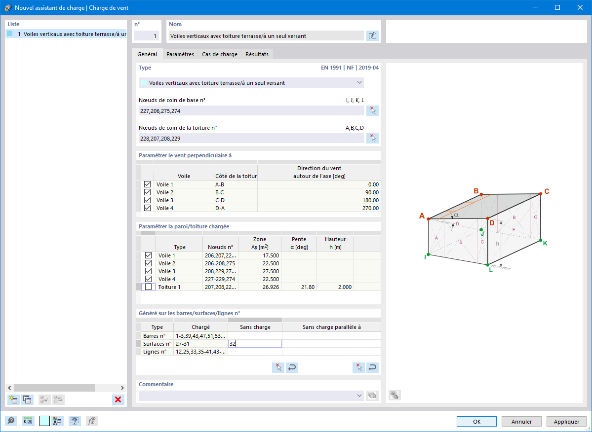 Boîte de dialogue « Nouvel assistant de charge | Charge de vent »