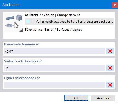 Définition de barres et de surfaces sans charges