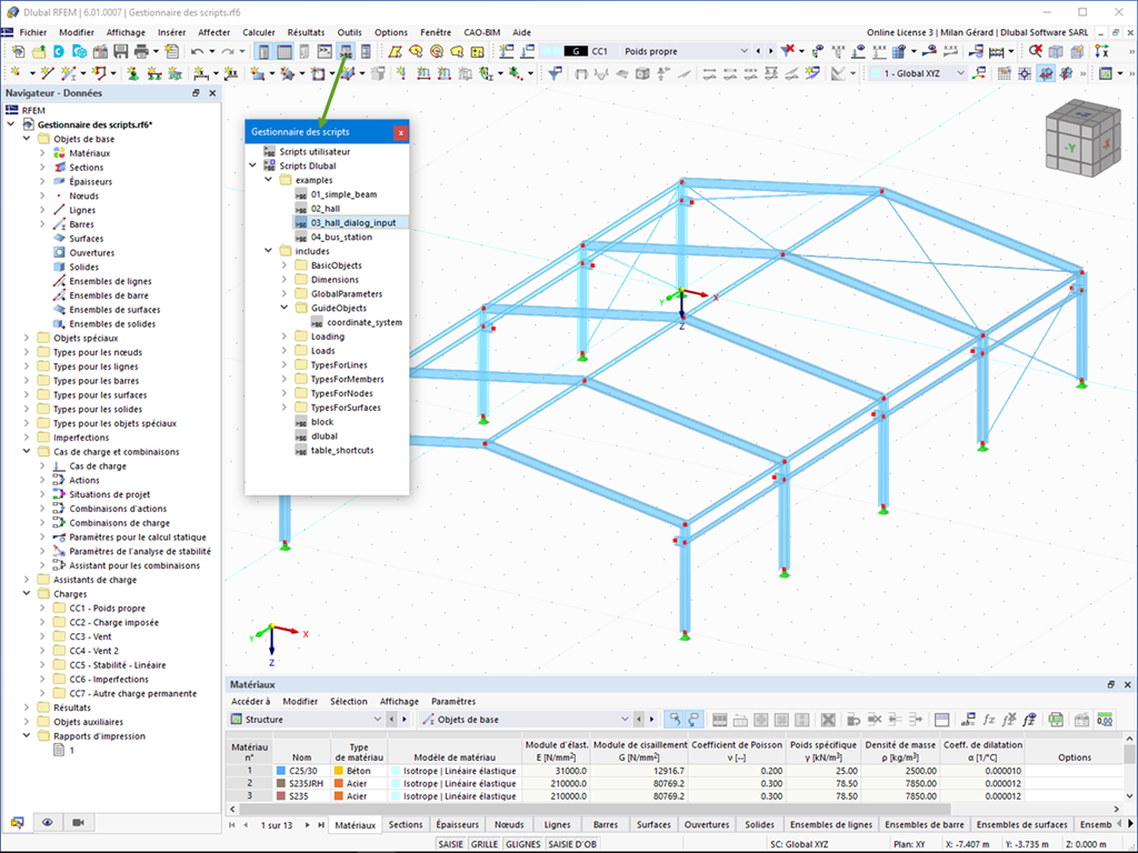 Gestionnaire des scripts