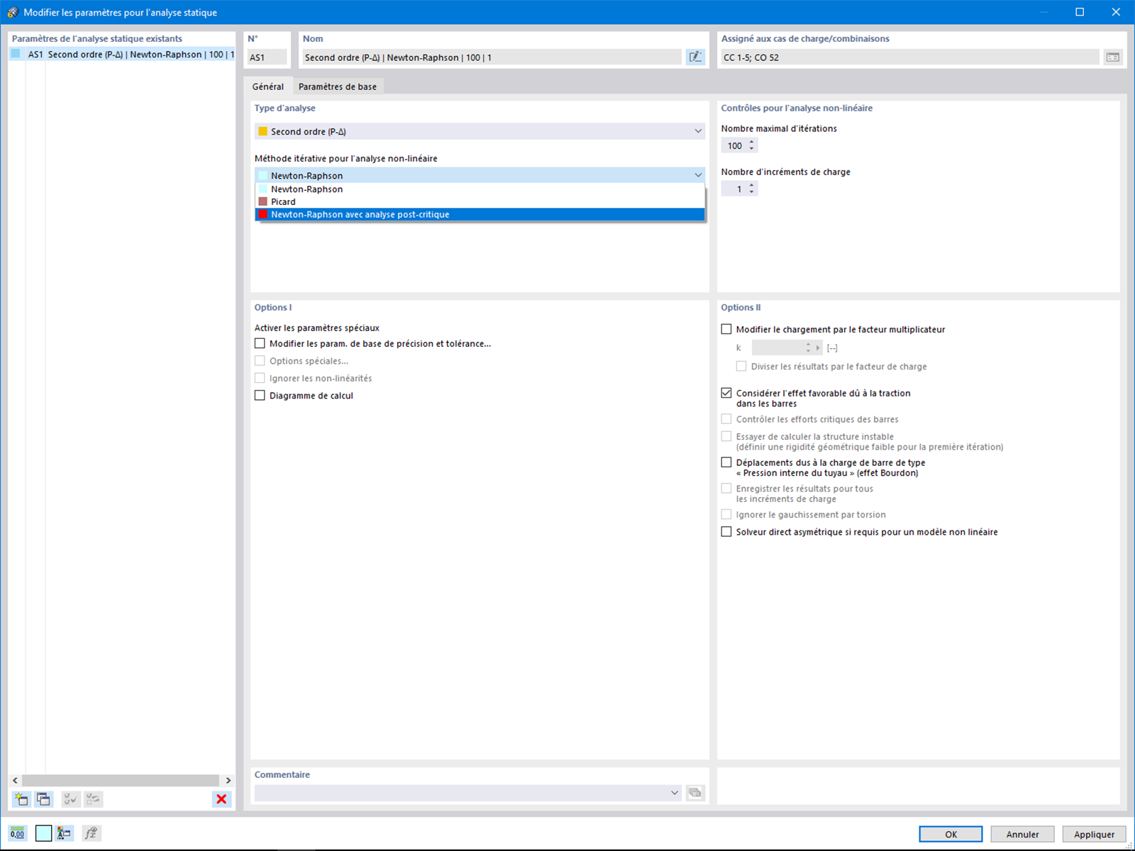 Newton-Raphson pour les calculs selon la théorie du second ordre Vérification