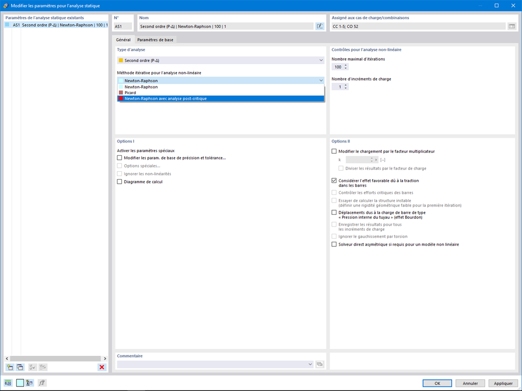 Newton-Raphson pour les calculs selon la théorie du second ordre Vérification