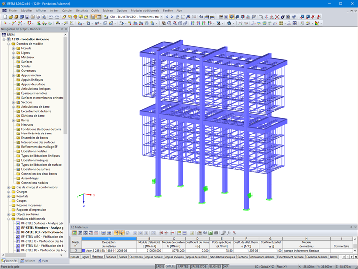 Modèle de structure en acier dans RFEM
