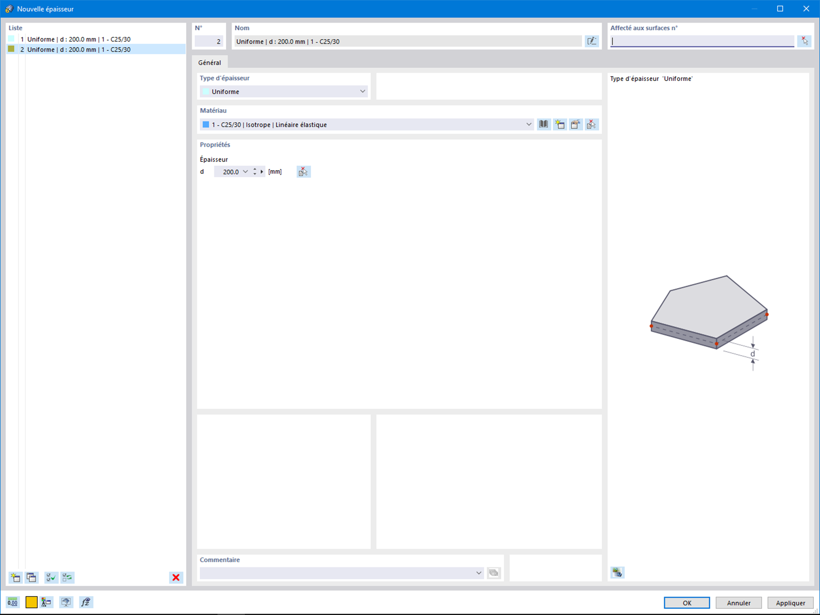 Nouvel épaisseur d'objet pour la description de l'épaisseur de surface