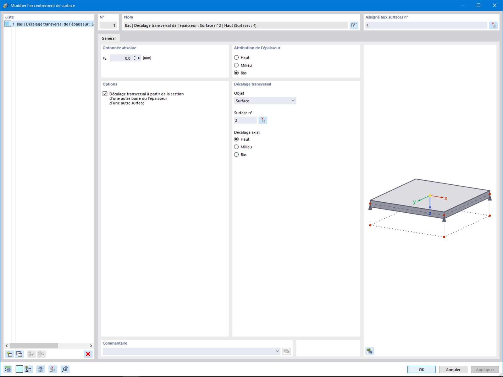 Excentrement de surface
