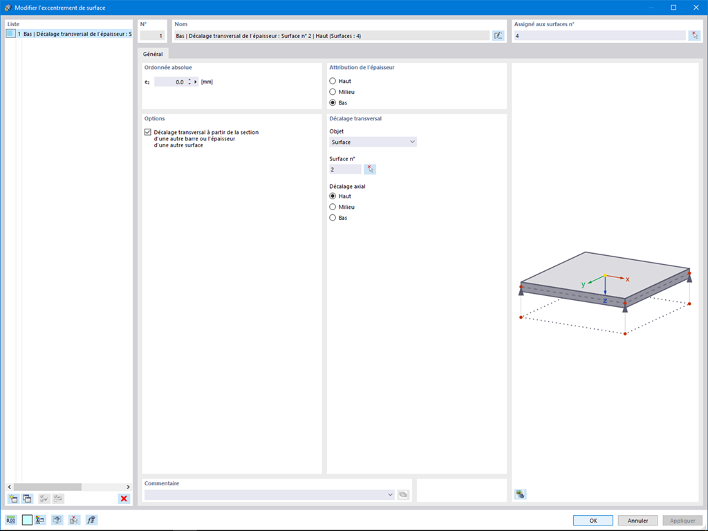 Excentrement de surface