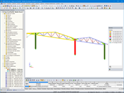 Modèle de portique avec auvent de l'espace de stockage dans RFEM