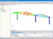 Affichage de la déformation du portique avec auvent de l'espace de stockage dans RFEM