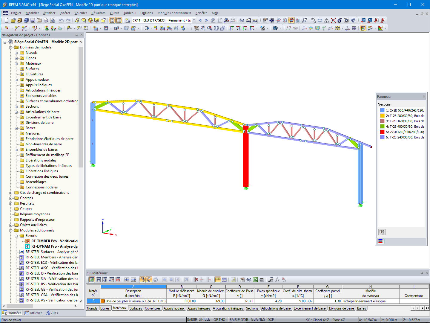 Modèle de portique de l'espace de stockage dans RFEM