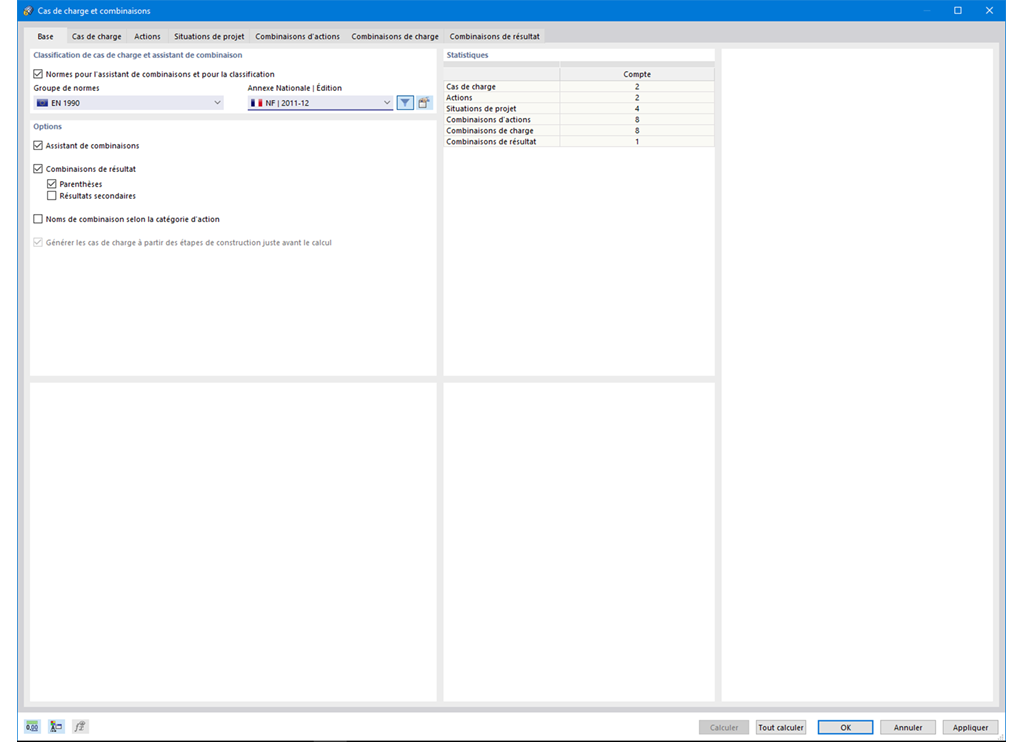 Boîte de dialogue de l'assistant de combinaison