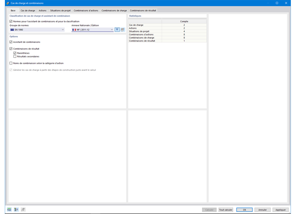 Boîte de dialogue de l'assistant de combinaison
