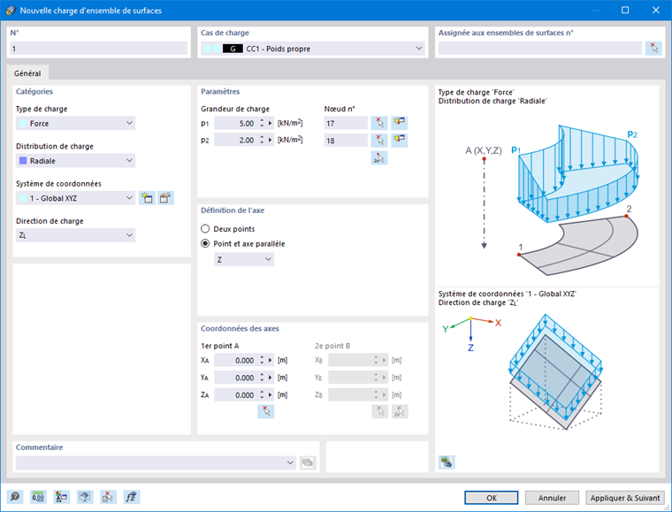 Boîte de dialogue « Nouvelle charge d’ensemble de surfaces »