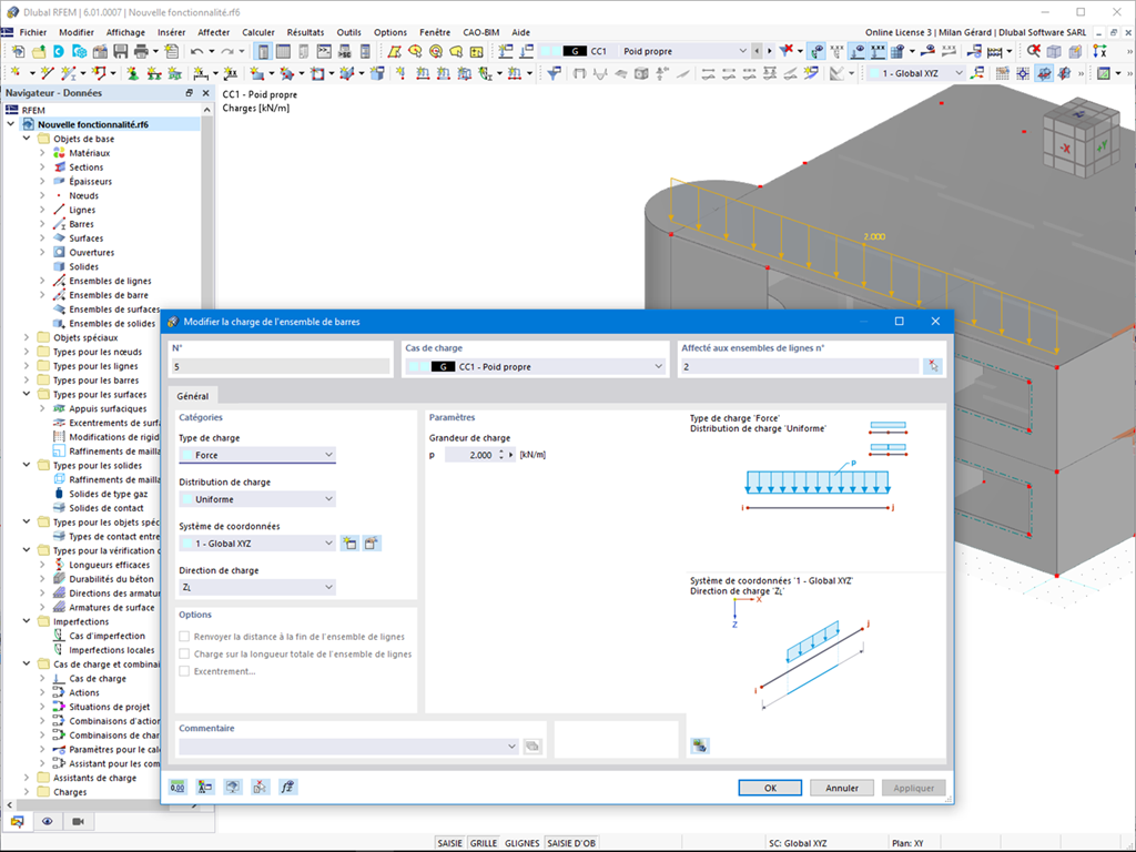 Charge de l'ensemble de lignes