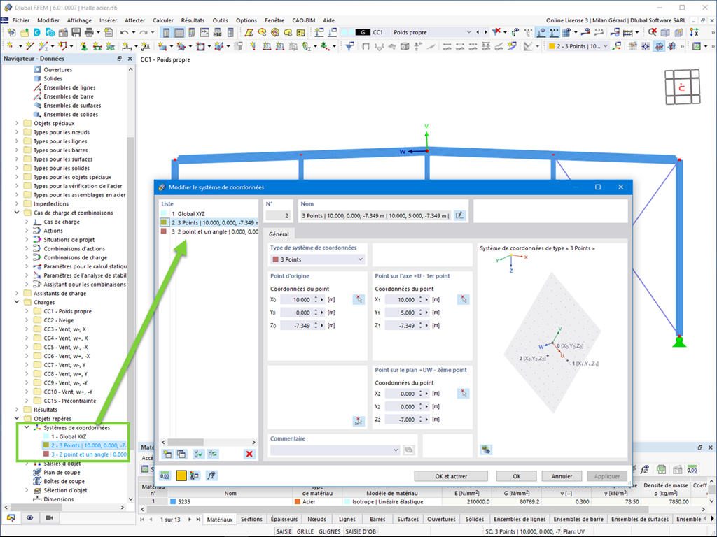 Organisation globale des systèmes de coordonnées définis par l'utilisateur