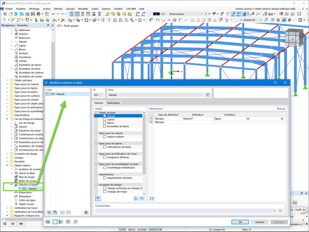 Boîte de dialogue de sélection d'objet