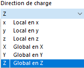 Sélection de la direction de charge
