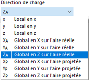 Sélection de la direction de charge