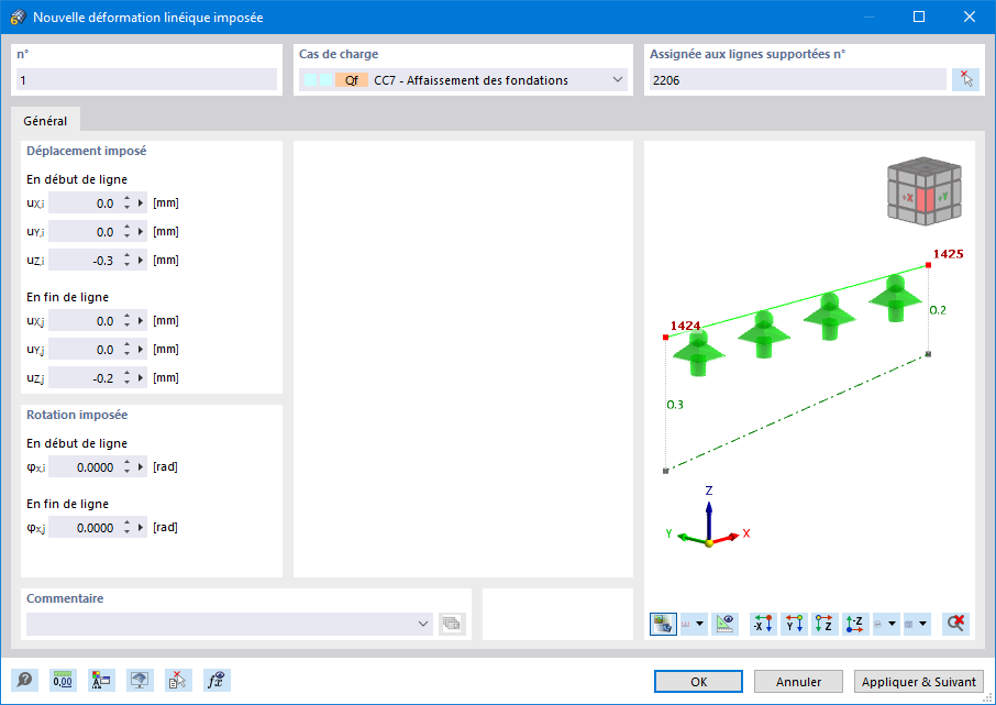 Boîte de dialogue « Nouvelle déformation linéique imposée »