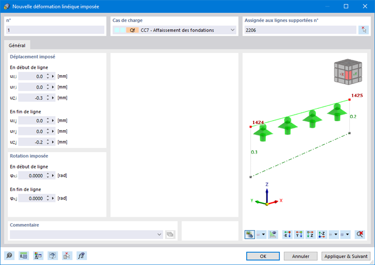 Boîte de dialogue « Nouvelle déformation linéique imposée »