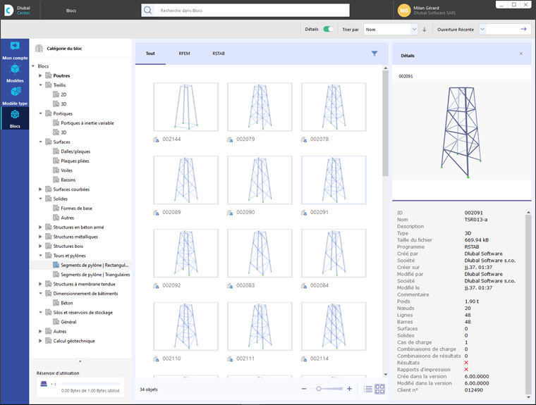 « Blocs » dans le Dlubal Center
