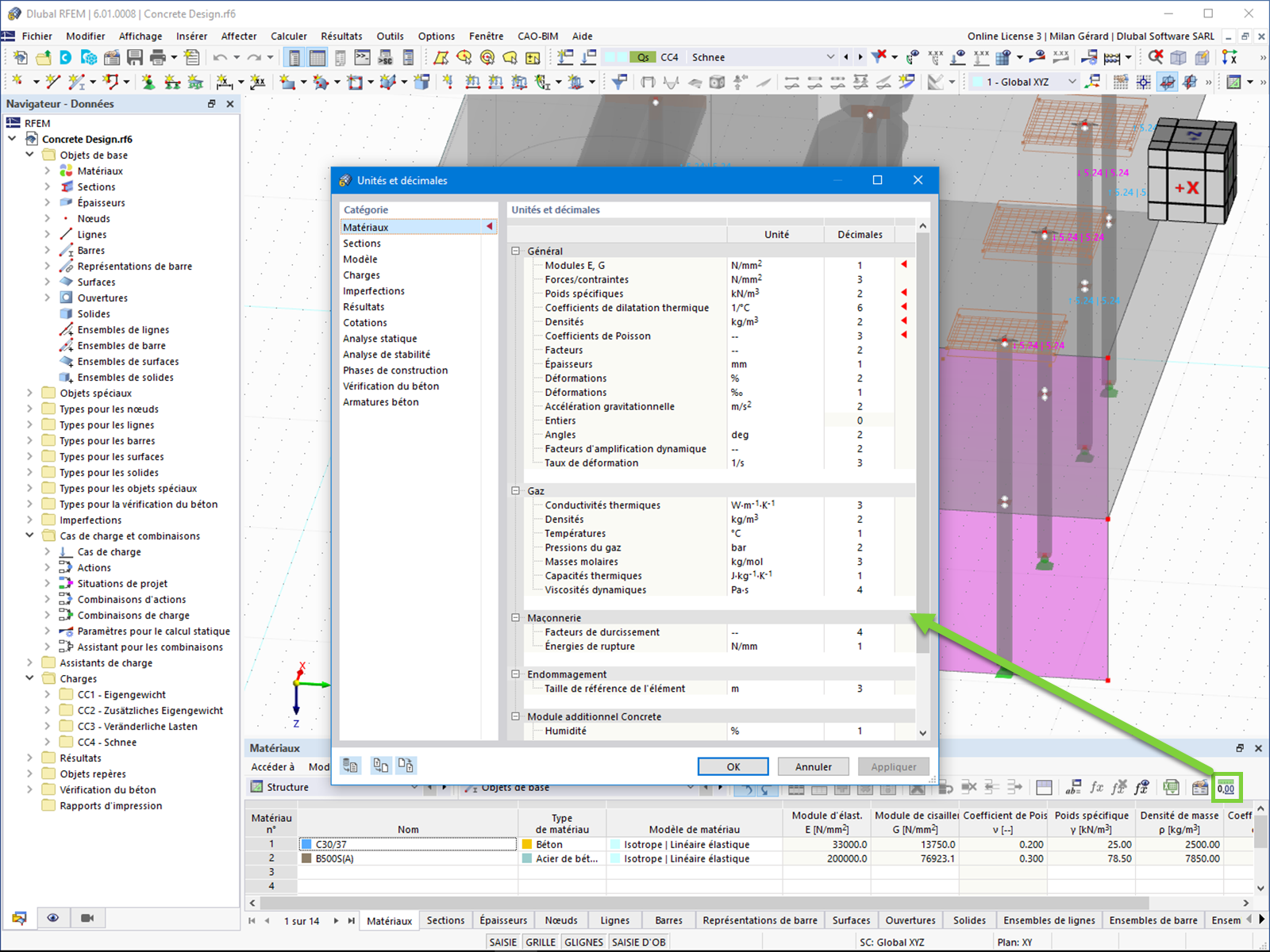 Contrôle des unités organisées sous forme de tableaux