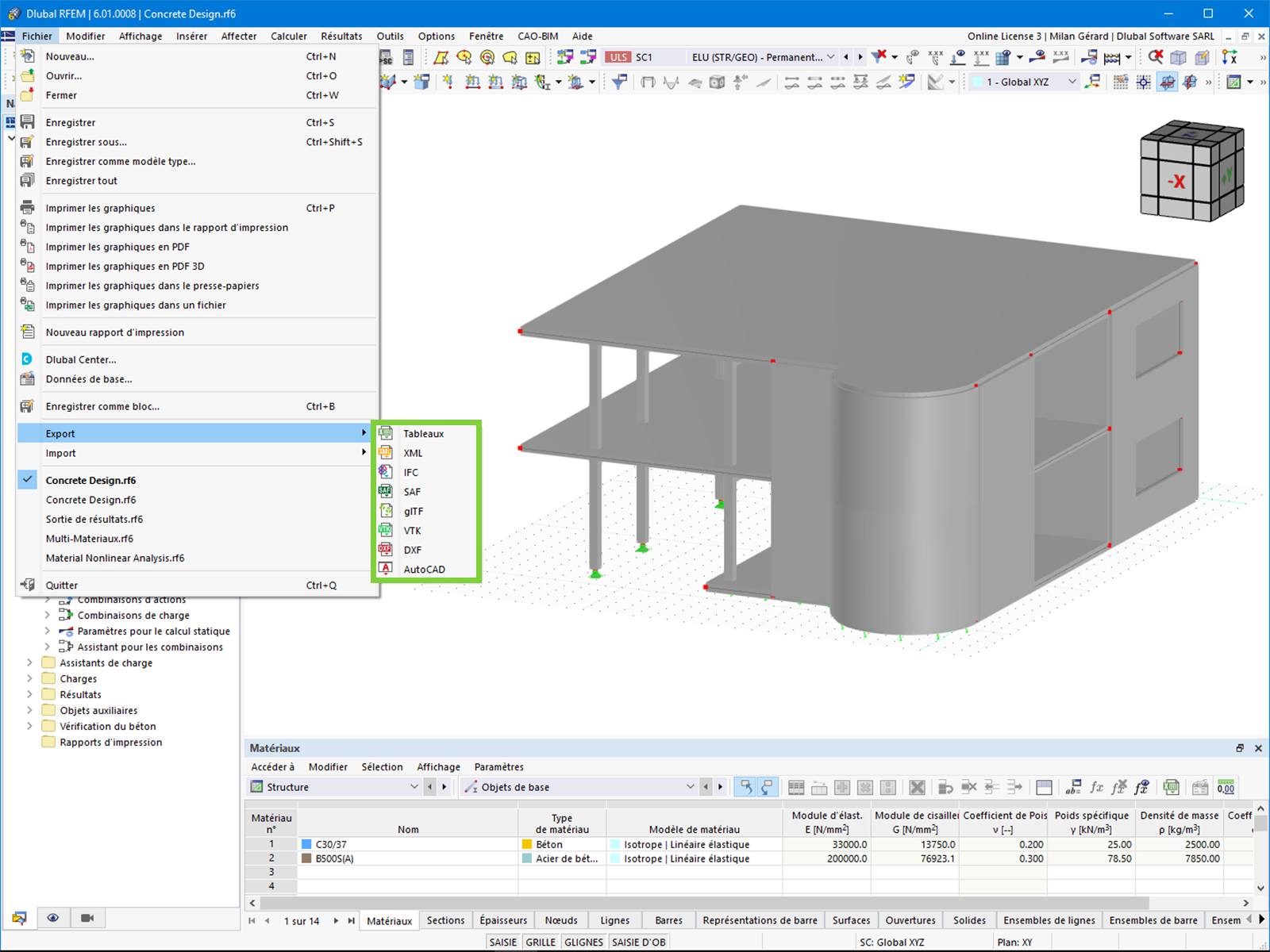 Nouveaux formats de fichier pour l'exportation