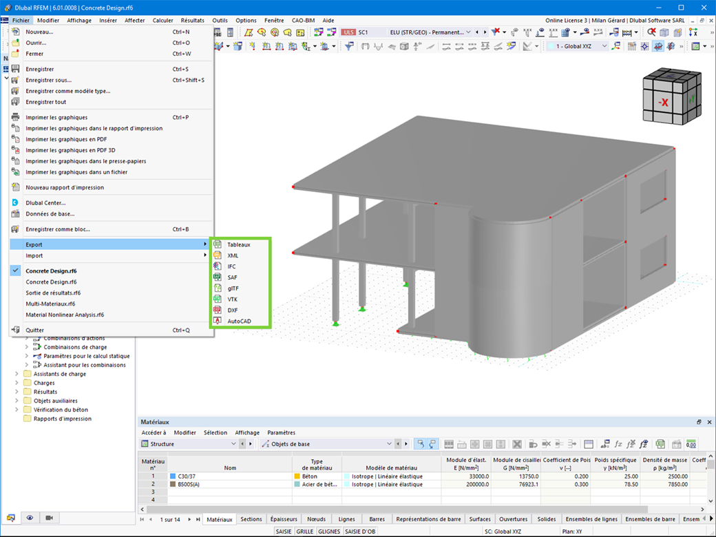 Nouveaux formats de fichier pour l'exportation