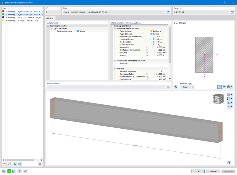 Boîte de dialogue « Modifier la barre représentative »