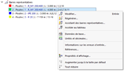 « Barres représentatives » - Menu contextuel