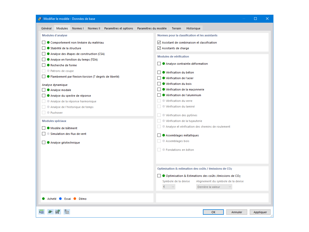 FAQ 005120 | Est-il possible d'utiliser les modules complémentaires surlignés en gris dans la vue d'ensemble ?