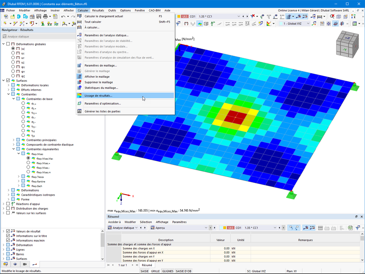 FAQ 005122 | Où puis-je configurer l'affichage constant des contraintes dans les éléments dans RFEM 6 ?