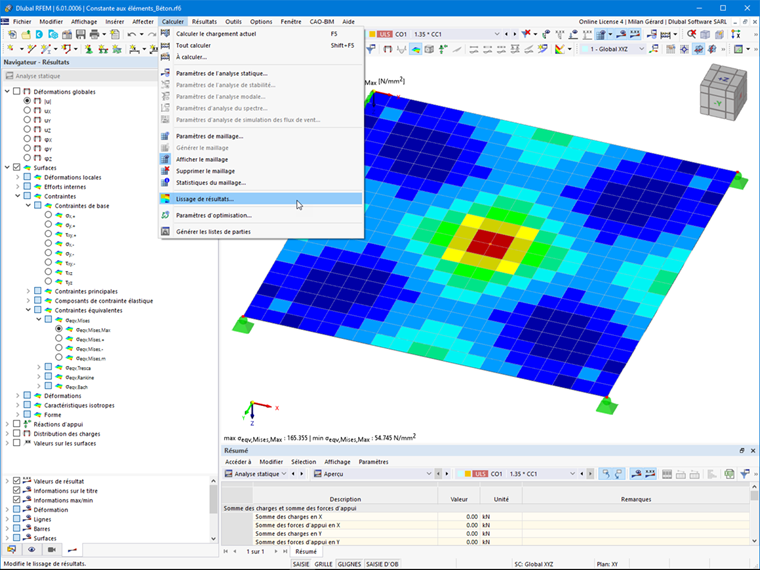 FAQ 005122 | Où puis-je configurer l'affichage constant des contraintes dans les éléments dans RFEM 6 ?