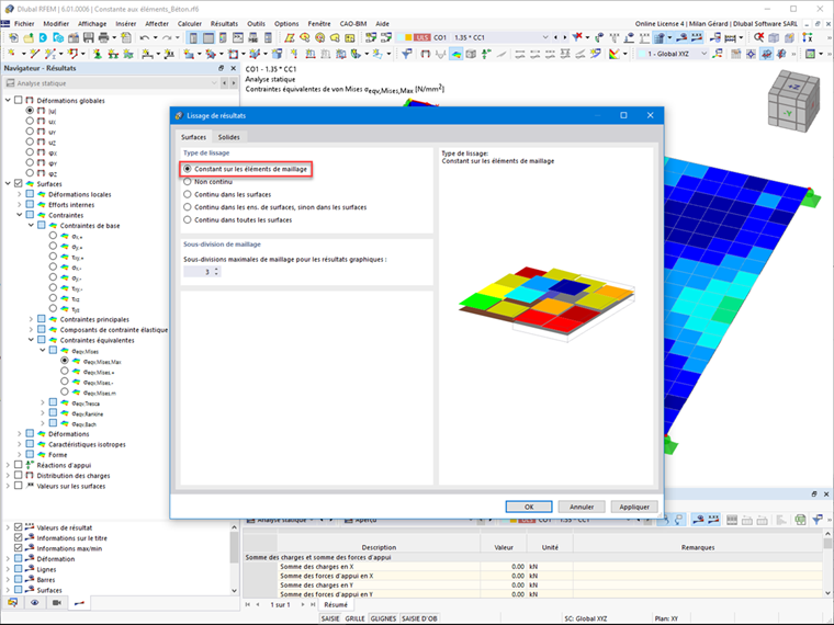 FAQ 005122 | Où puis-je configurer l'affichage constant des contraintes dans les éléments dans RFEM 6 ?