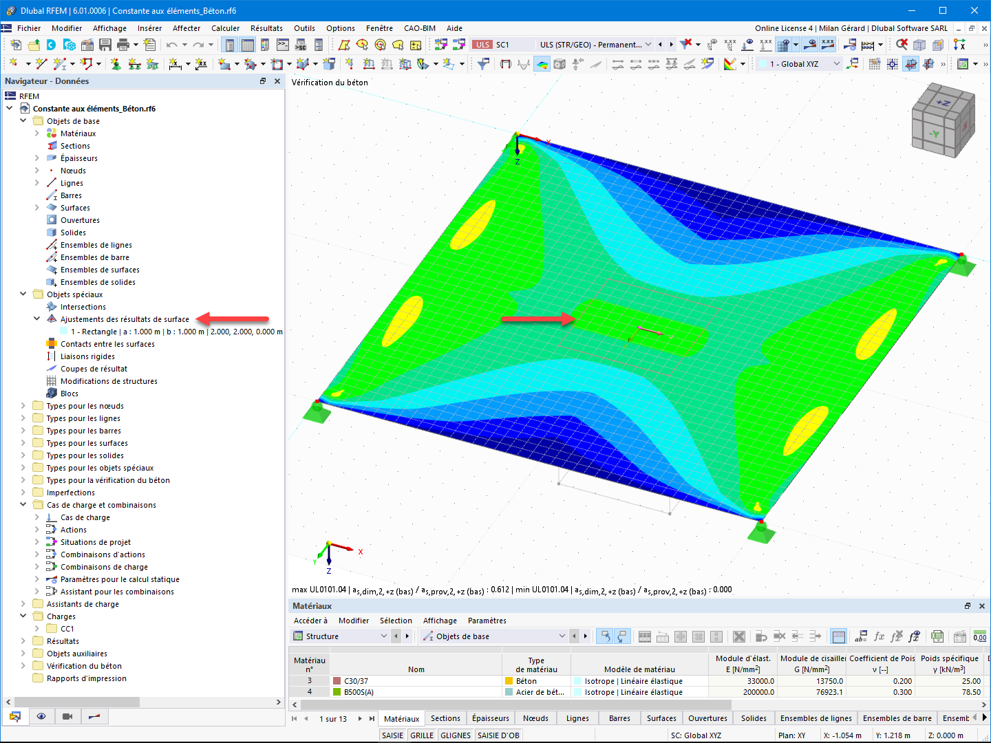 FAQ 005123 | Où puis-je entrer les régions moyennes ou les ajustements des résultats de surface dans RFEM 6 ?