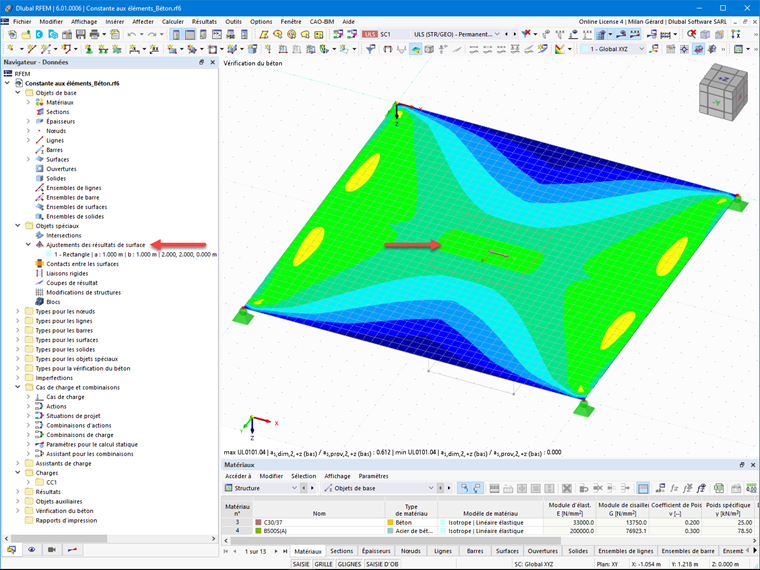 FAQ 005123 | Où puis-je entrer les régions moyennes ou les ajustements des résultats de surface dans RFEM 6 ?