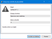 Contrôle de plausibilité avec message d’erreur