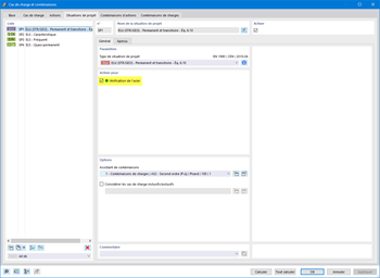 Activer la situation de projet pour la vérification de l’acier