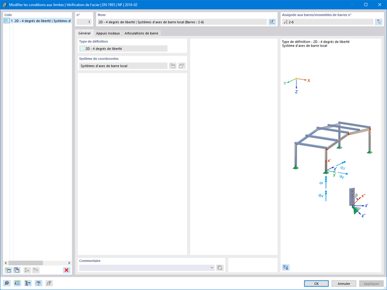 Boîte de dialogue « Modifier les conditions aux limites », onglet « Général »
