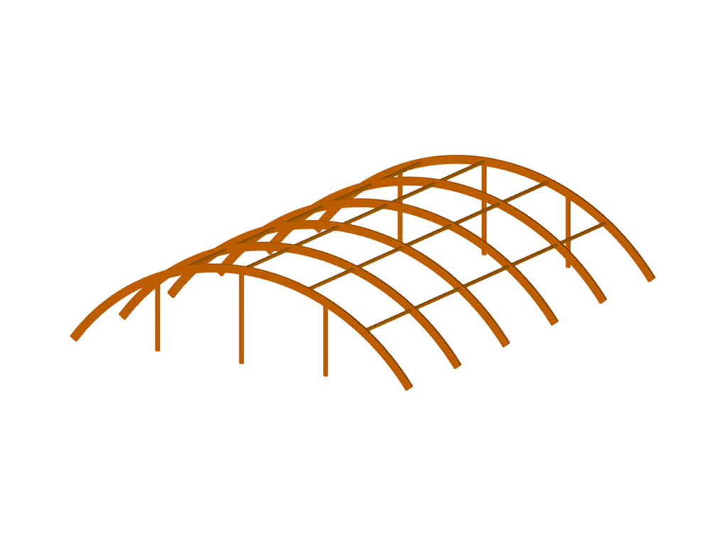 Halle en bois à toiture courbe