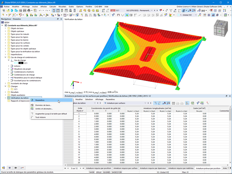 FAQ 005125 | Puis-je faire passer les armatures requises dans les tableaux de résultats de « nœuds de maillage » à « points de grille » ?