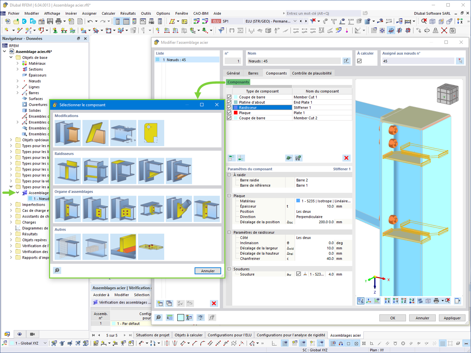 Création d’un assemblage acier