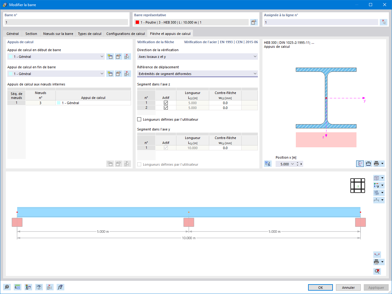 Boîte de dialogue pour modifier les barres avec un accent sur les paramètres de flèche.