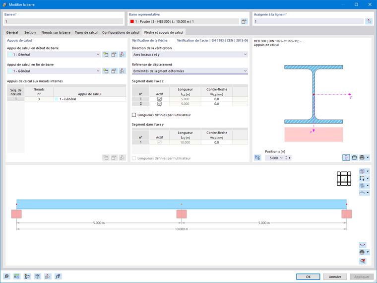 Boîte de dialogue pour modifier les barres avec un accent sur les paramètres de flèche.