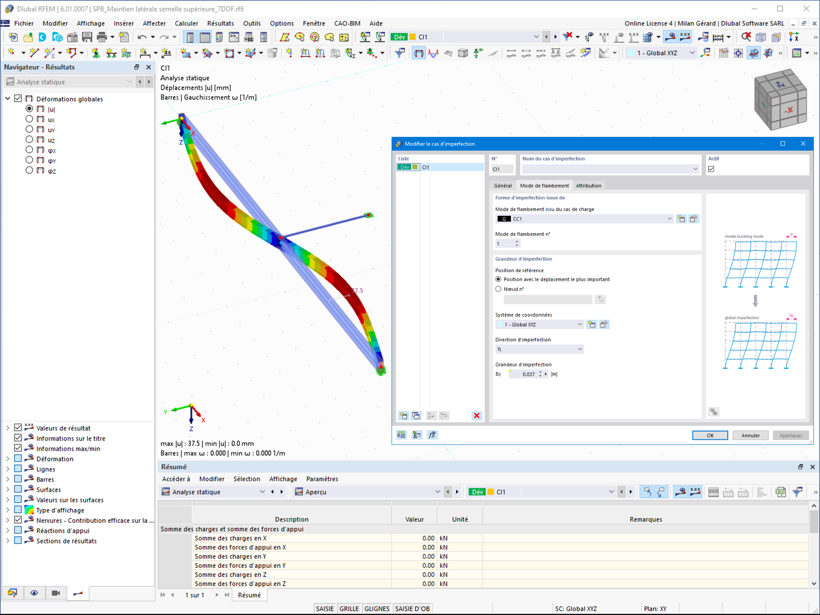 Imperfection due au flambement mise à l’échelle