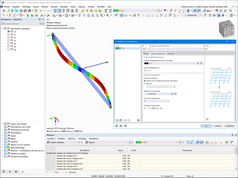 Imperfection due au flambement mise à l’échelle