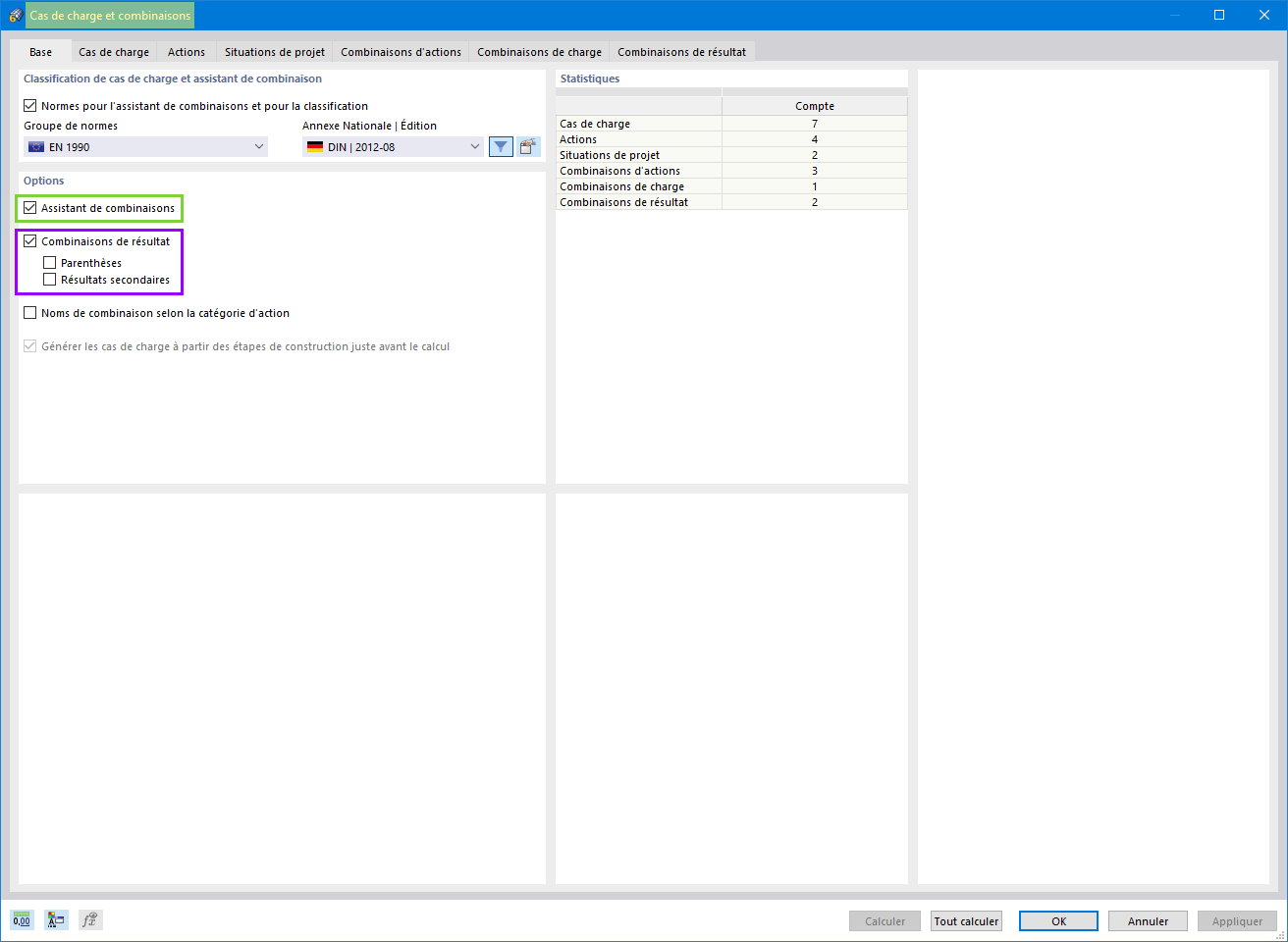 Assistant de combinaisons