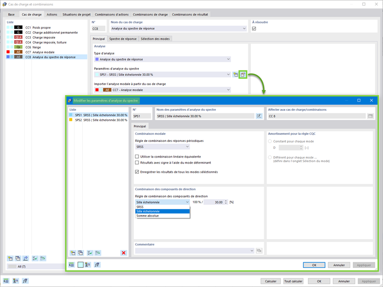 Paramètres pour l’analyse spectrale