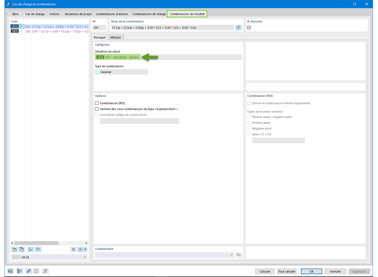 Combinaisons de résultats pour le calcul