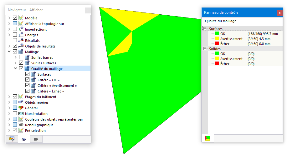 Affichage de la qualité du maillage